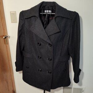 Fashion Bug dark gray double-breasted pea coat, excellent used cond., size 1X
